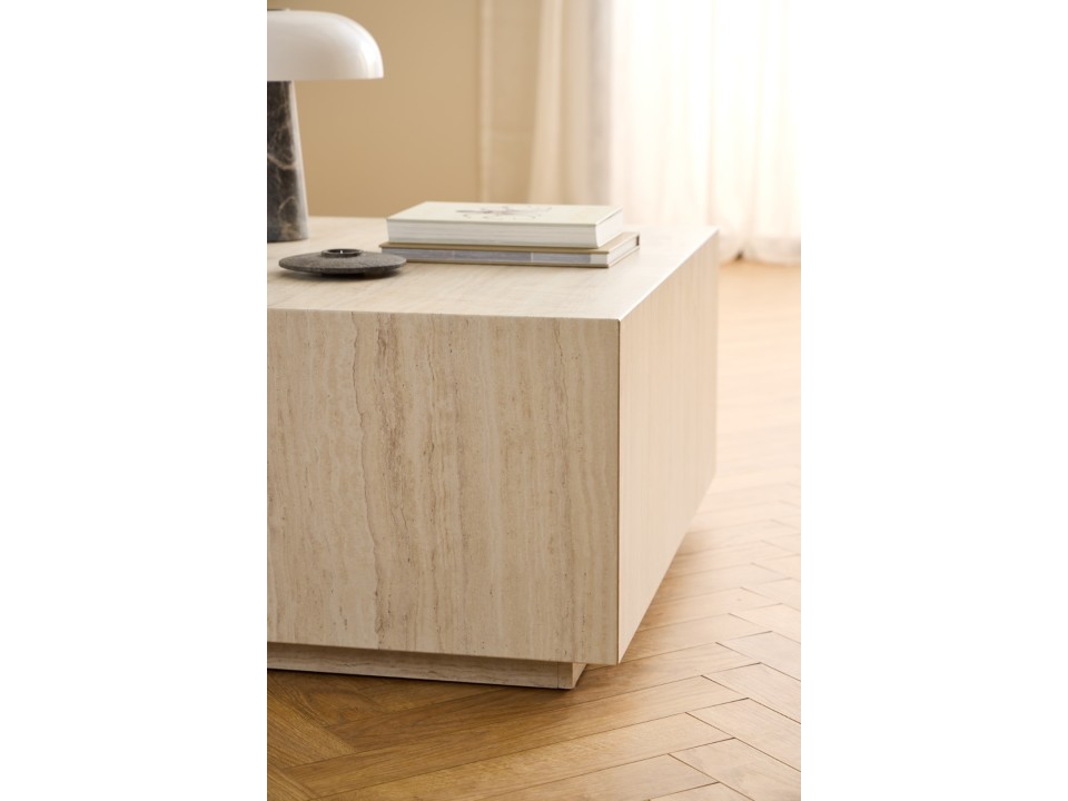 Stolik kawowy Dice 90x90cm trawertyn - ACTONA